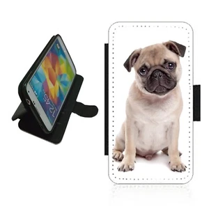 Pug dog Phone Case Wallet flip cover For iPhone Samsung PUG2 picture - Picture 1 of 4