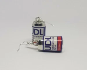 3D Miniature udl Cans Raspberry vodka silver Dangle Drop Novelty Earrings 146 - Picture 1 of 2