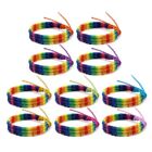 10 Pcs Handmade Rainbow & Adjustable Braided Friendship Bracelet
