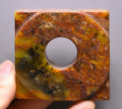 Estatua Yu Cong Zong de 6 cm rara de China con patrón de talla de jade hetiano natural  Foto 1 de 4