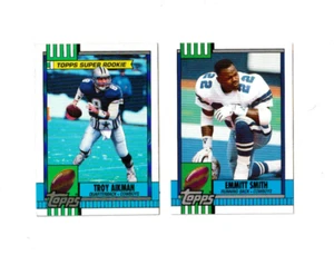 1990 Topps Football E.Smith #27T & T.Aikman #482 Rookies - Picture 1 of 2
