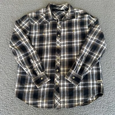 Sean John Shirt Mens Extra Large Plaid Brown Black Long Sleeve Button Up - Image 1 of 4