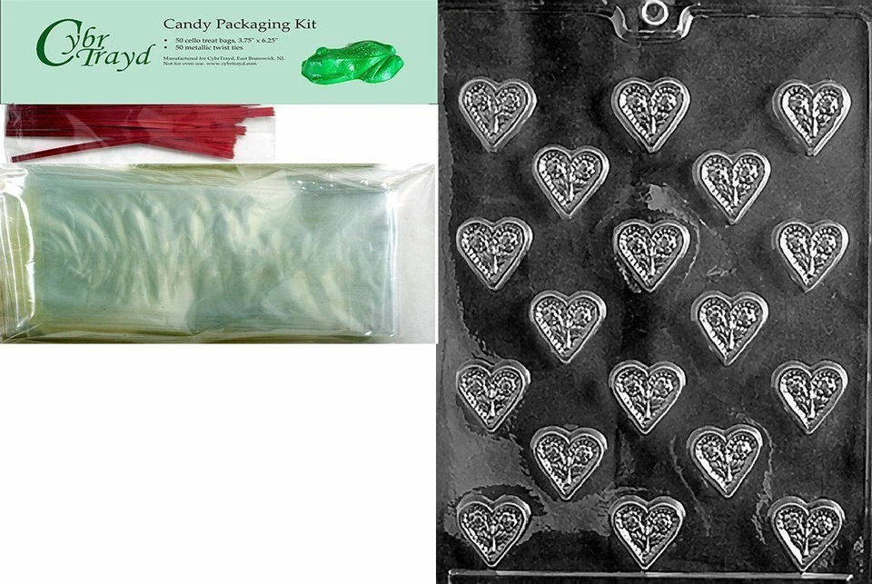 Cybrtrayd Heart with Flowers Valentine Chocolate Candy Mold w/ Packaging - Image 1 of 1