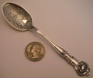 POND LILY Sterling Silver Souvenir Spoon Paye Baker ART NOUVEAU Phoenix OSTRICH - Picture 1 of 7