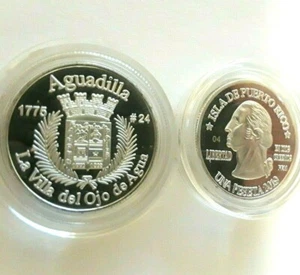 PESETA AGUADILLA 2019 Serie Pueblos PUERTO RICO Plata Boricua Silver Quarter - Picture 1 of 12