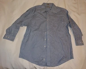 PLATINUM MEETING STREET Blue White Checkered Mens Shirt 80's 2-Ply Twill Cotton - Picture 1 of 7