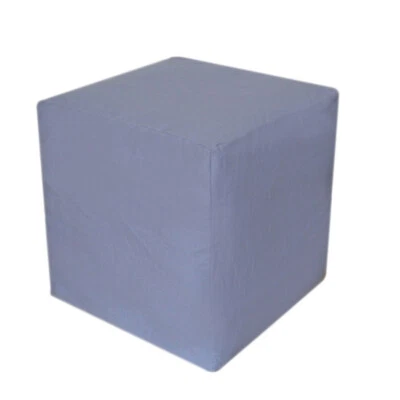 Square Ottoman Pouf Cover Grey Plain Solid Handmade Footstool Covers All Size - Image 1 of 4