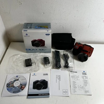 Minolta MN35Z Red 20 Mega Pixels 1080p HD Bridge 35x Optical Zoom Digital Camera - Image 1 of 4