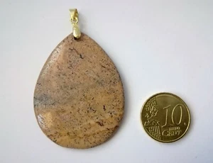 Colgante jaspe piedra sedimentaria 47 mm ovalado color marrón claro + colgador - Imagen 1 de 3