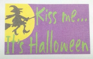 SGM needlepoint printed canvas Kiss Me...It's Halloween DHD009 6.5x4" 18mesh - Picture 1 of 5