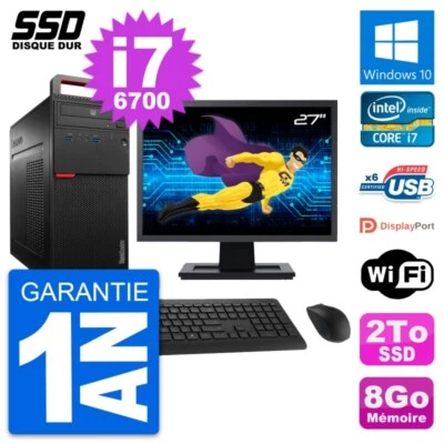 PC tour Lenovo M700 Bildschirm 27 " Intel Core i7-6700 RAM 8Go SSD 2To Windows - Bild 1 von 4