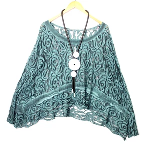 Moonshine Tunika Bluse  Gr  50 52 54 56 Lagenlook Gr. 5 Spitze Petrol  Neu - Bild 1 von 1