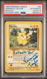 1999 Pokemon Jungle Pikachu Veronica Taylor Signed Card PSA/DNA 10 Autograph - Picture 1 of 9
