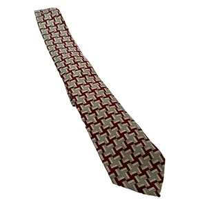 Cravatta Thom Browne uomo 100% seta geometrica grigio bordeaux a punta classica taglia unica - Foto 1 di 7