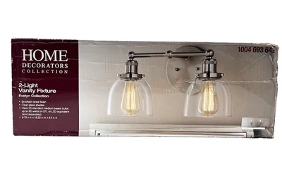 Home Decorators Collection Evelyn 2 Light Brushed Nickel Bathroom Vanity Light - Image 1 of 4