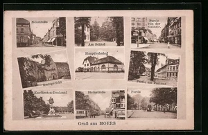 Ansichtskarte Moers, Neustraße, Hauptbahnhof, Steinstraße 1923 - Picture 1 of 2