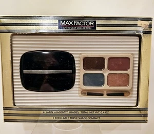 Vintage Max Factor Satin Gem Shadow Gift Set 80s Eye Palette 4 Shades & Compact - Picture 1 of 5