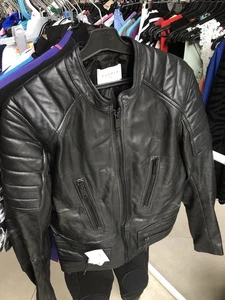 SANDRO Paris Black Lamb Leather Biker Motorcycle Moto Jacket Sz Large - Picture 1 of 7