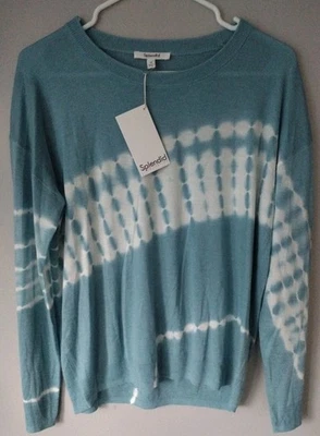 Nuevo con etiquetas Espléndido Suéter Para Mujer Azul y Blanco Ligero Cachemir Mezcla Viscosa Med Foto 1 de 4