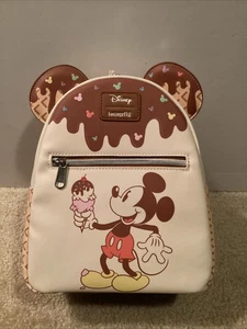 LOUNGEFLY DISNEY MICKEY MOUSE ICE CREAM CONE MINI BACKPACK ~ TAGS~ BRAND NEW - Picture 1 of 6