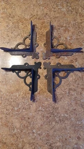 4 kleine alte antike verzierte viktorianische Eckwinkel aus Gusseisen stark - Bild 1 von 5