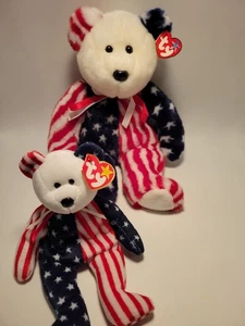 TY Beanie Buddy - ESPOSA GRANDE 14" y pequeña 9" el oso americano con etiquetas - Lote de 2 - Imagen 1 de 13