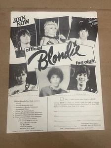 Vintage 1979 Blondie Fan Club Bewerbungsbogen Debbie Harry ungefüllt Original - Bild 1 von 6