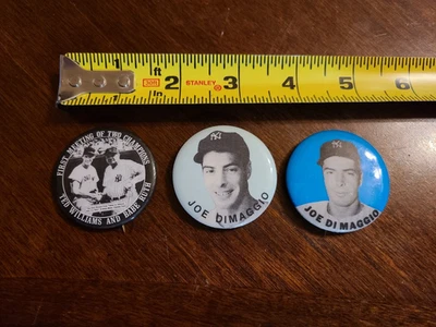 Lote de 3 botones New York Yankees Joe Dimaggio Babe Ruth Ted Williams Redsox Foto 1 de 4