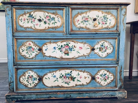 Antique Late 18th Early 19th C. Venetian Italian Painted Chest-of-Drawers Cover
