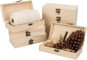 Unfinished Wood Box Set of 8, 7.8 X 4 X 2 Inch Rectangle Crafts Wooden Box, W... - Picture 1 of 1