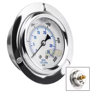 2.5" Liquid Filled Pressure Gauge 0-500 PSI 1/4" NPT CBM Panel Flush Mount - Picture 1 of 6