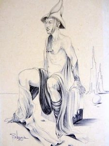 Original drawing pencil XX° CHARACTER CHINA, signature D - 25 x 17.5 cm - Picture 1 of 6