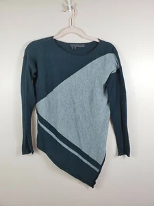 360 PULLOVER Damen Gr. XS schwarz grau asymmetrischer Saum Baumwolle dünner Strickpullover - Bild 1 von 4