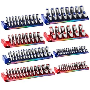 WORKPRO 8PCS Socket Organizer Holder 1/4" 3/8" 1/2" Drive Metric SAE Socket Tray - Picture 1 of 9
