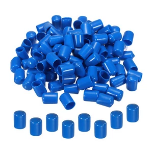100pcs Rubber End Caps Cover 16mm Vinyl Screw Thread Protector Round Blue - Picture 1 of 5