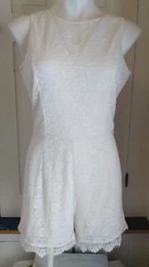 New BEBE Size 8 Lace Romper One-Piece Mesh Insert Sleeveless Egret Pale White - Picture 1 of 7