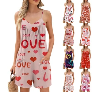 Women's Summer Jumpsuit Shorts,Printed Fashionable Casual Sleeveless Jumpsuit - Picture 1 of 36