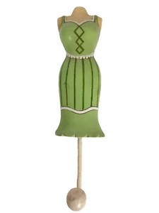 Figura Maniquí Mujer Modista 9.5" Gancho Colgante Pared Vestido Verde - Imagen 1 de 6
