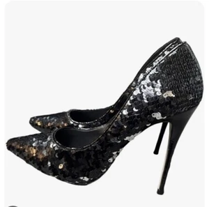 Ava & Aiden schwarze sexy himmelhohe Stiletto-Pumps Pailletten Damengröße 8,5M neu im Karton - Bild 1 von 10