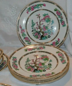 VINTAGE WOOD & SONS BURSLEM TREE ENGLAND FLORAL LOT 2 DINNER PLATES 10" - Picture 1 of 10