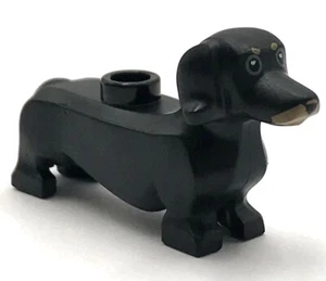 Lego Nuevo Perro Negro Dachshund Ojos Negros Nariz Bronceado Marcas Patrón  - Imagen 1 de 1