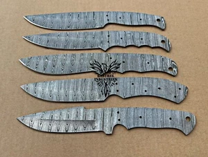 Lot of 5 Damascus Steel Blank Blade Knife For Knife Making Supplies (BB-674) - Picture 1 of 6