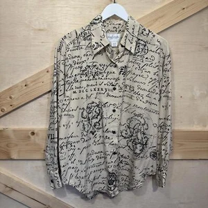 Emanuel Ungaro Women's Vintage Blouse Cursive Script Pattern Relax Fit 44 - Picture 1 of 14