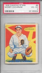 1936 DIAMOND STARS BASEBALL #9-MICKEY COCHRANE-PSA 4 VG/EX 25195829-FREESHIP WW - Picture 1 of 3