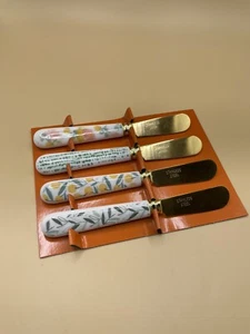 Set Of 4 Cheese/Butter Spreaders (gold Color) Stainless Steel Plastic Handles - Picture 1 of 8
