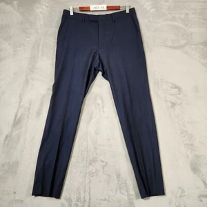 TM LEWIN MENS BLUE DRESS PANTS SIZE 32 R 100% WOOL SUIT PANT - Picture 1 of 16