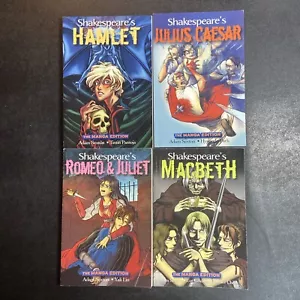Lot of (4) Shakespeare’s Manga Edition Books Hamlet Macbeth Romeo Juliet Julius - Picture 1 of 11