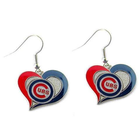 Brand New MLB Chicago Cubs Swirl Heart Earring Dangle Charm Cover