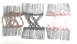 3 accesorios mágicos vintage años 90 doble peine con cuentas rosa ámbar negro - Imagen 1 de 7