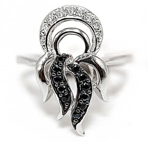 1CT Treated Black Sapphire & Topaz 925 Solid Sterling Silver Ring Jewelry Sz 6 - Imagen 1 de 2